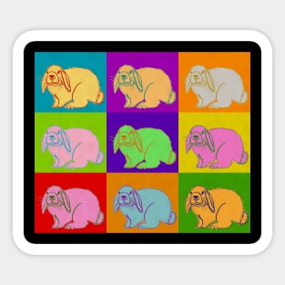Lop Rabbit Popart French Holland Mini Rabbits Andy Warhol Inspired Bright Cute Bunny Bunnies Sticker